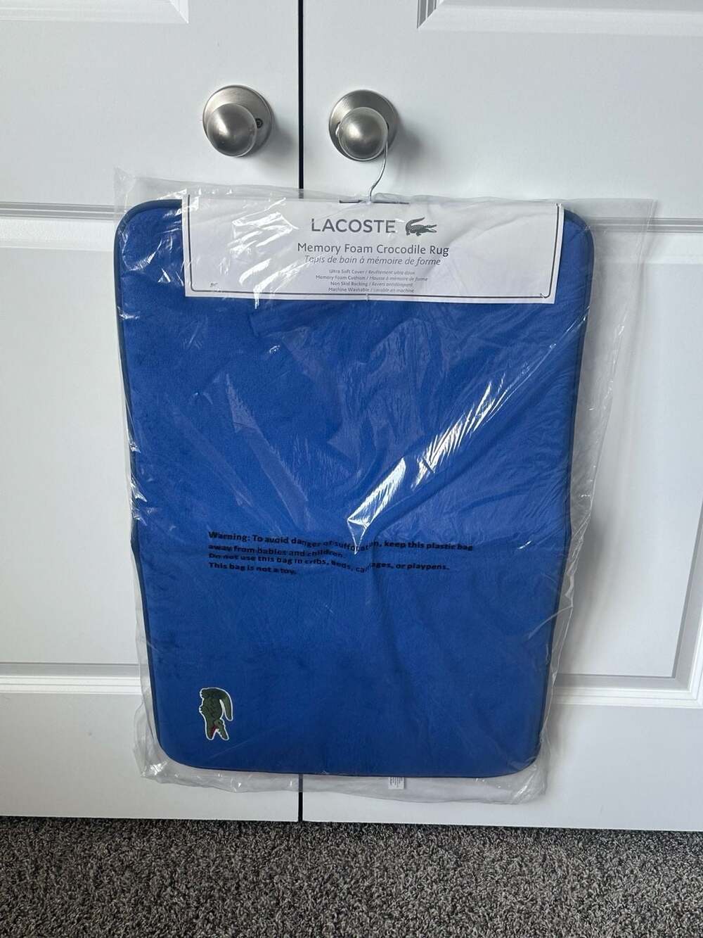 Lacoste Memory Foam Crocodile Bath Rug Surf Blue 19 x 30